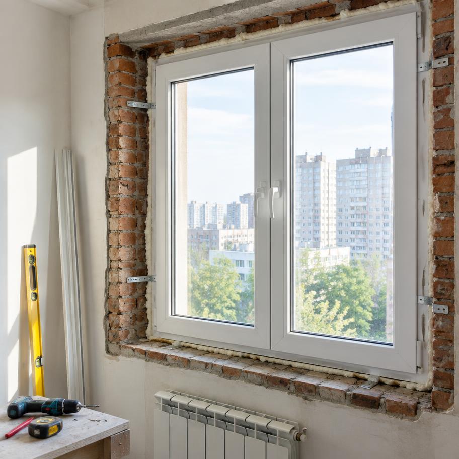 Fenêtre PVC en cours de remplacement dans un appartement lillois